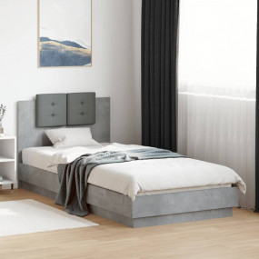 Bed Frame Concrete gray Engineered wood and plywood Twi...