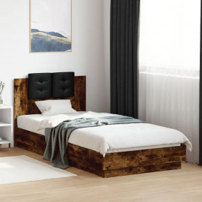 Bed Frame Smoked Oak Engineered wood, Plywood Twin Bed ...
