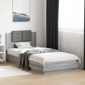 Bed Frame Grey Sonoma Engineered wood 35.4 x 78.7 in Be...