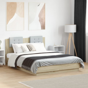 Bed Frame Sonoma oak Engineered wood, Plywood 53x75 in ...