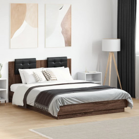 Bed Frame Brown oak Engineered wood, Plywood Small Doub...