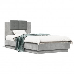 Bed Frame Concrete Grey Engineered wood Small Single Be...
