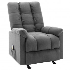 Massage Reclining Chair Light Grey Polyester fabric Med...