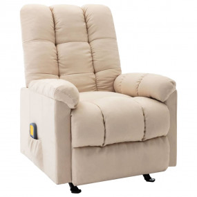 Massage Reclining Chair Cream Polyester, Plywood, Metal...