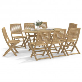 Garden Chair Set of 8 Light Wood Solid Acacia wood Stan...