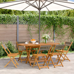 Garden Chair Set of 6 Grey Solid Acacia wood, rope Medi...