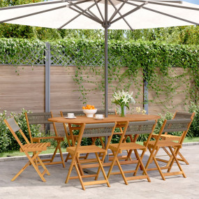 Garden Chair Set of 8 Grey Solid Acacia wood Standard F...