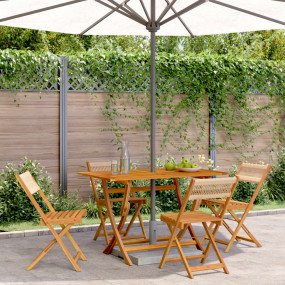 Garden Chair Set of 4 Beige Solid Acacia wood Medium Fo...