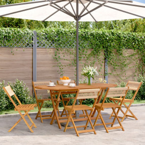Garden Chair Set of 6 Beige Solid wood, rope Medium Fol...