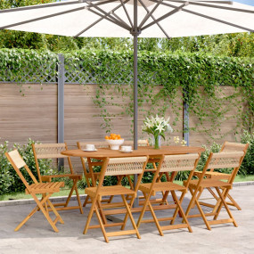 Garden Chair Set of 8 Beige Solid acacia wood Standard