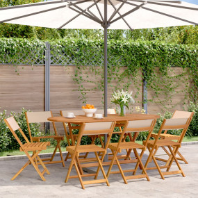 Garden Chair Set of 8 Beige