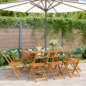 Garden Chair Set of 8 Green Solid acacia wood Standard ...