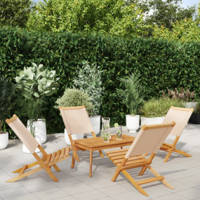 Garden Chair Set of 4 Beige Solid acacia wood Medium Fo...