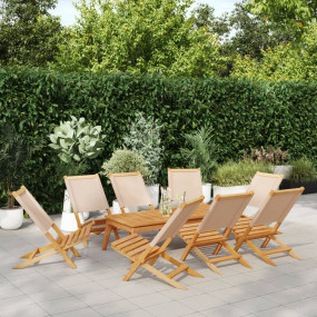 Garden Chair Set of 8 Beige Solid acacia wood Standard