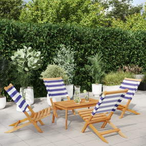 Garden Chair Set of 4 Blue and White