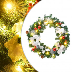Christmas Wreath Green, Silver, Red, White PVC 23.6 in ...