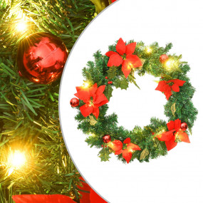 Christmas Wreath Green and Red PVC 23.6 in Decorative I...