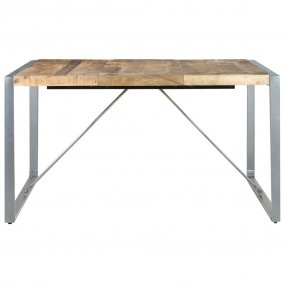 Dining Table Rough Mango Wood Powder-Coated Steel 55.1 ...