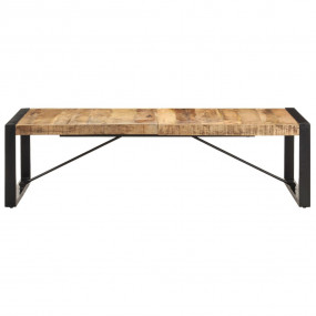 Coffee Table Rough Mango Wood Color, Black Steel Rough ...