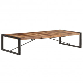 Coffee Table Natural Wood, Black Solid Acacia Wood, Rub...