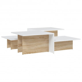 Coffee Table Set of 2 Sonoma Oak and White Engineered W...