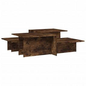 Coffee Table Set of 2 Smoked oak Engineered wood Medium...