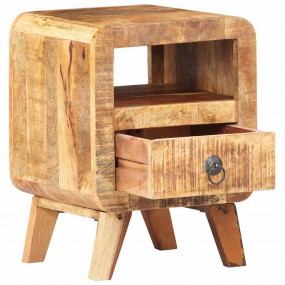 Bedside Cabinet Rough Mango Wood 11.8x11.8x16.1 in Beds...