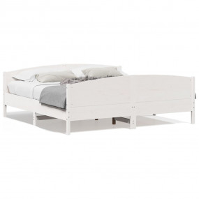 Bed Frame White Solid Pine Wood, Plywood Double Nice De...