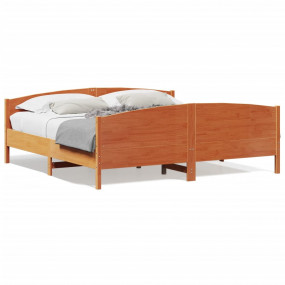 Bed Frame Wax brown Solid pine wood and plywood Full Du...