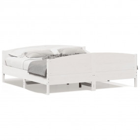 Bed Frame White Solid pine wood, Plywood Super King Dur...