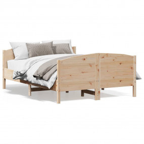 Bed Frame Natural Pine Solid Pine Wood, Plywood Slats F...