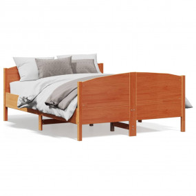 Bed Frame Wax Brown Solid pine wood, plywood slats Doub...