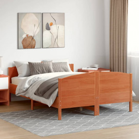 Bed Frame Wax brown Solid pine wood, Plywood Full  Dura...