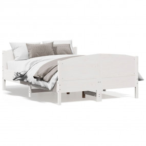 Bed Frame White Solid pine wood, Plywood Double Durable