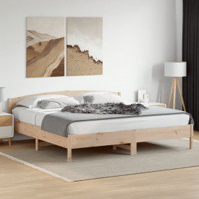 Bed Frame Natural wood Solid pine wood, plywood Double ...