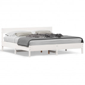 Bed Frame White Solid pine wood, Plywood Double Durable