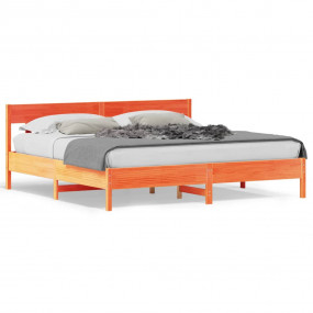 Bed Frame Wax Brown Solid pine wood, plywood slats Supe...