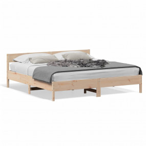Bed Frame Natural Pine Solid Pine Wood 78.7x78.7 in Bed...