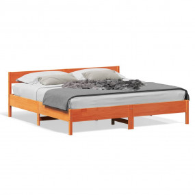 Bed Frame Wax brown Solid pine wood, Plywood Super King...