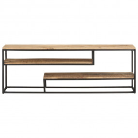 TV Cabinet Brown Rough Mango Wood 51.2 in TV Cabinet