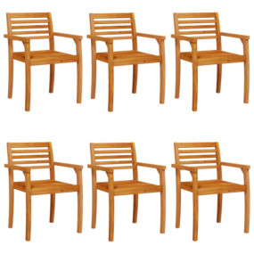 Garden Chair Set of 6 Natural Acacia Solid Acacia wood ...