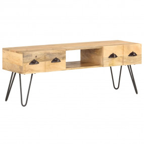 TV Cabinet Natural Mango Wood Solid Mango Wood, Iron