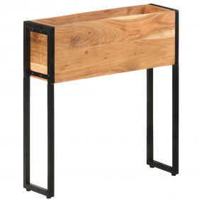 Planter Natural Wood, Black Solid Acacia Wood Medium