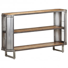 Sideboard Natural wood with silver steel Solid mango wo...