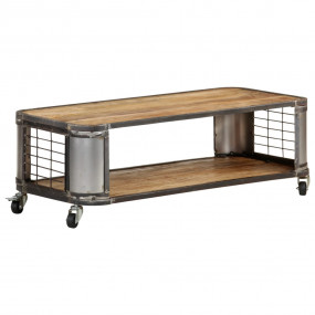 Coffee Table Natural Mango Wood Solid Mango Wood, Steel