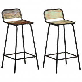 Bar Chair Set of 2 Mixed color finish Solid reclaimed w...
