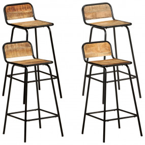 Bar Chair Set of 4 Natural wood, black