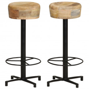 Bar Stool Set of 2 Natural Wood