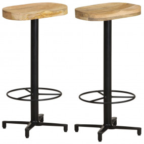 Bar Stool Set of 2 Natural Wood, Black
