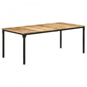 Dining Table Natural Wood and Black Rough Mango Wood